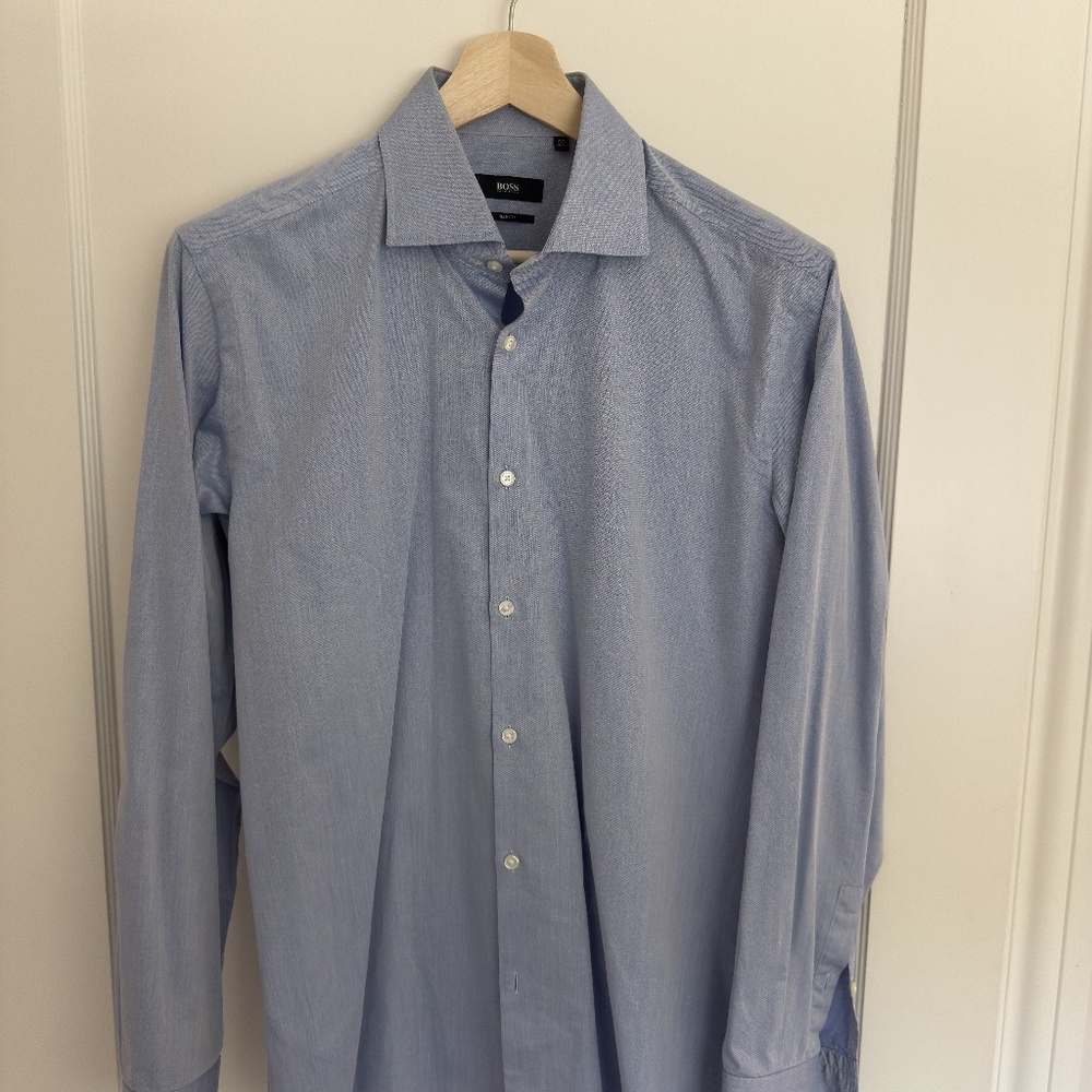 Hugo Boss, 16 1/2, light blue, slim fit, dress shirt